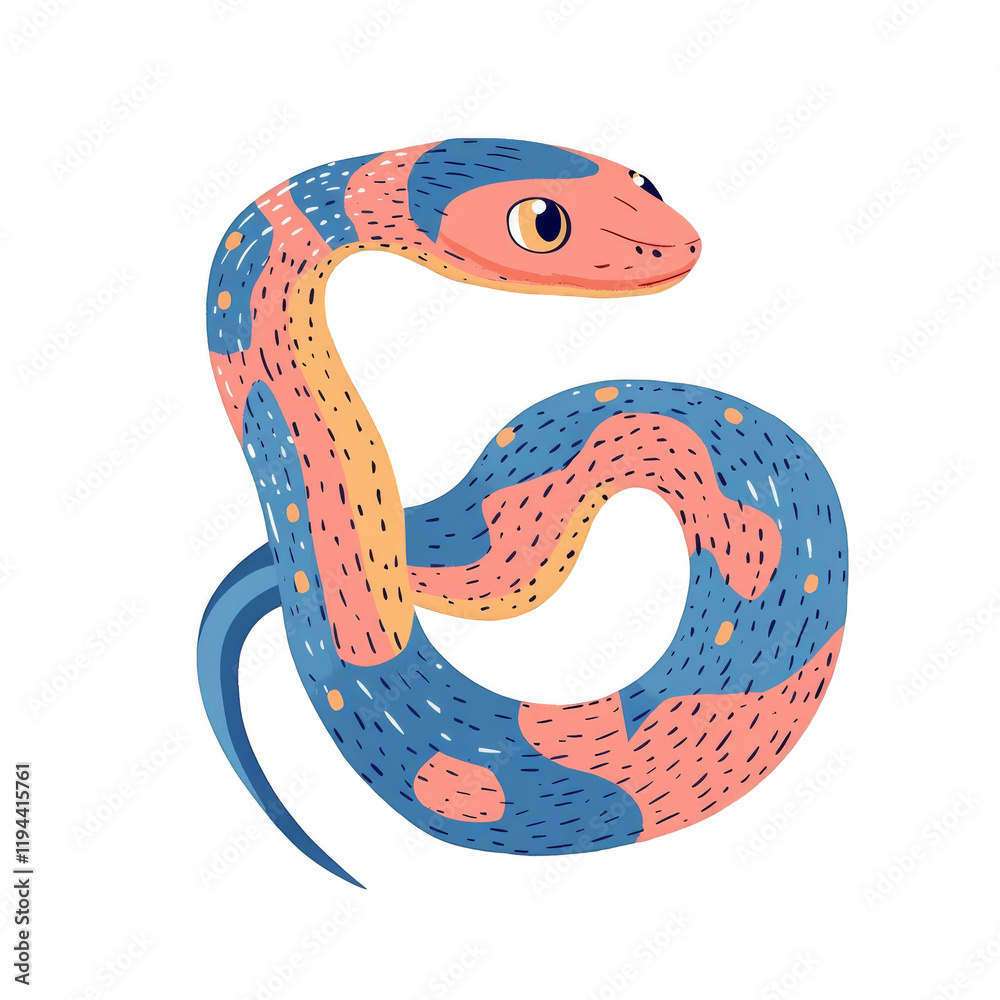 Obraz premium Colorful cartoon snake illustration with playful expression