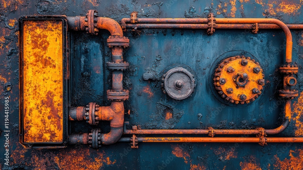 Rusty industrial pipes and machinery details Rusty industrial pipes and machinery details