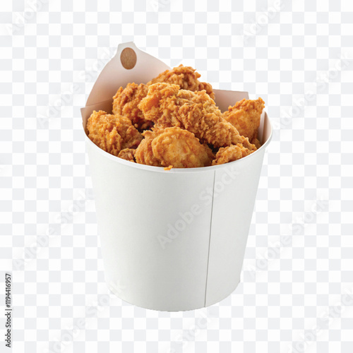 abstract 3d  Paper bucket of fried chicken in different colour style white background	

