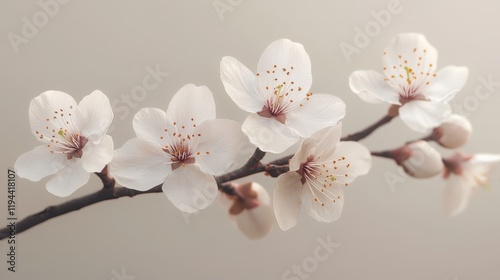 Delicate cherry blossoms on branch highlighting spring’s elegance
