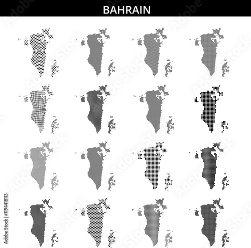 Bahrain outlined with dot pattern against creative background design