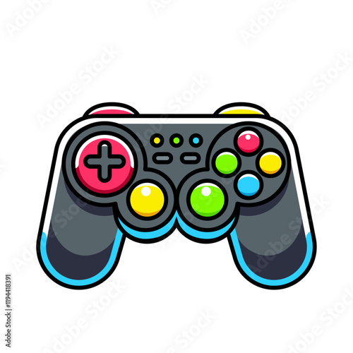 Game joystick icon for playing computer games. Flat vector illustration on white background