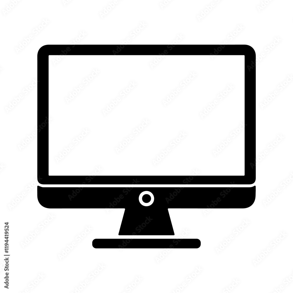 Minimalist Desktop Monitor Silhouette Vector Design Minimalist Desktop Monitor Silhouette Vector Design