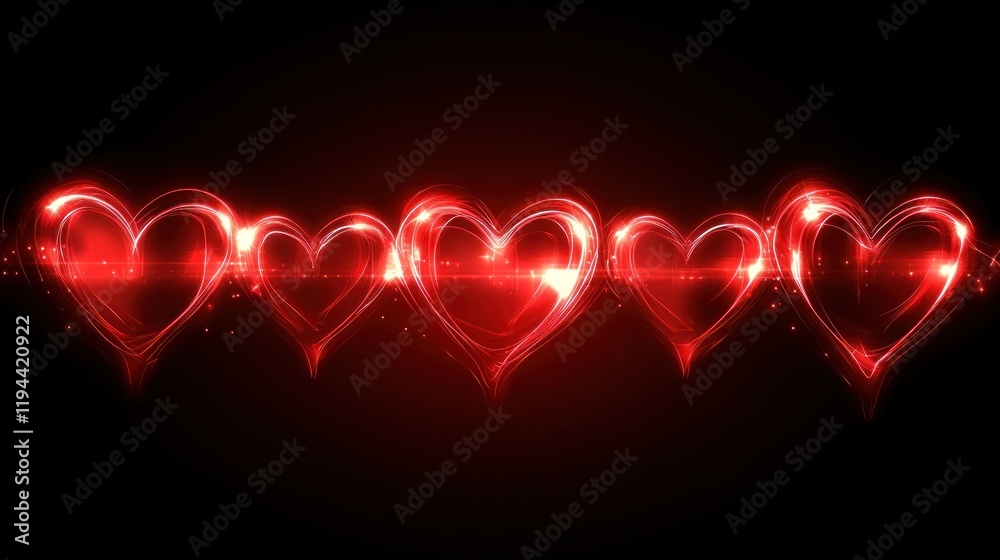 A bright red horizontal Valentine's Day banner with glowing and layered hearts, suitable for posters, greeting cards, and website headers A bright red horizontal Valentine's Day banner with glowing and layered hearts, suitable for posters, greeting cards, and website headers