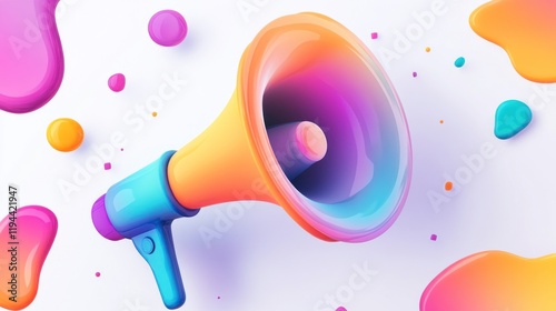 A classic megaphone design with simple yet vibrant features, set on a pristine white background for versatile use in graphics and presentations