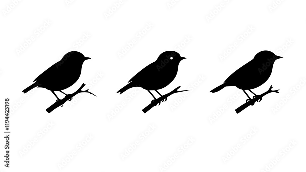 Fototapeta premium illustration of a tiny bird in silhouette Vector