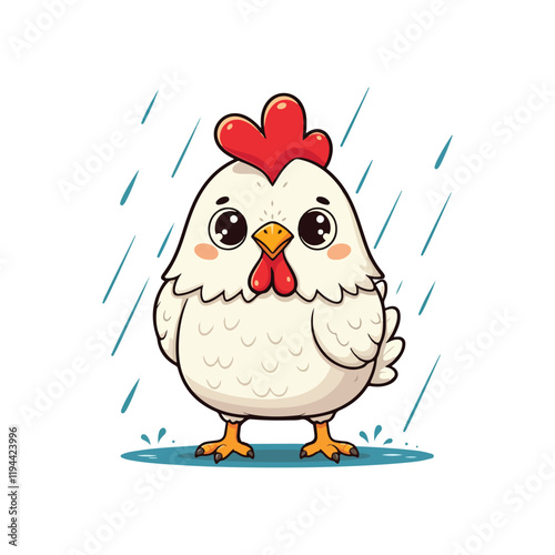 Cute Chicken Hen Standing Cartoon Vector Icon Illustration Animal Nature Icon Isolated Flat Vector