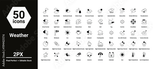 weather icons set such as, 	clear, climate, cloud, cloud computing, cold, colorful, forecast, icon, illustration, meteorology, moon, night, rain, rainy, seasons, set, sky, vector stock illustration