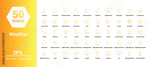 weather icons set such as, 	clear, climate, cloud, cloud computing, cold, colorful, forecast, icon, illustration, meteorology, moon, night, rain, rainy, seasons, set, sky, vector stock illustration