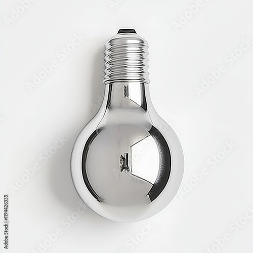 Chrome lightbulb; reflective, metallic, Edison screw. photo