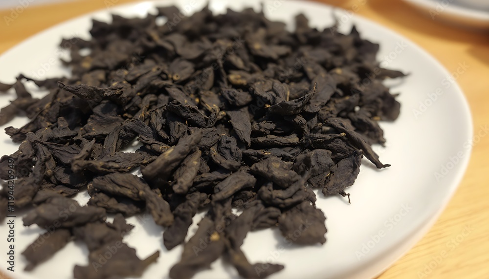 Dark Dried Tea Leaves: A Close-Up, Rustic Still Life Dark Dried Tea Leaves: A Close-Up, Rustic Still Life