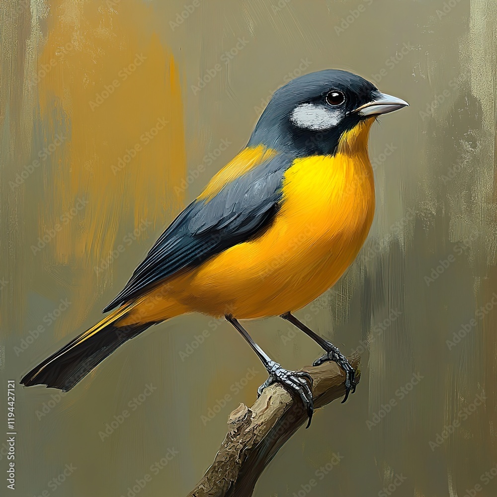 Obraz premium Vibrant Yellow Bird Painting: A Nature Masterpiece