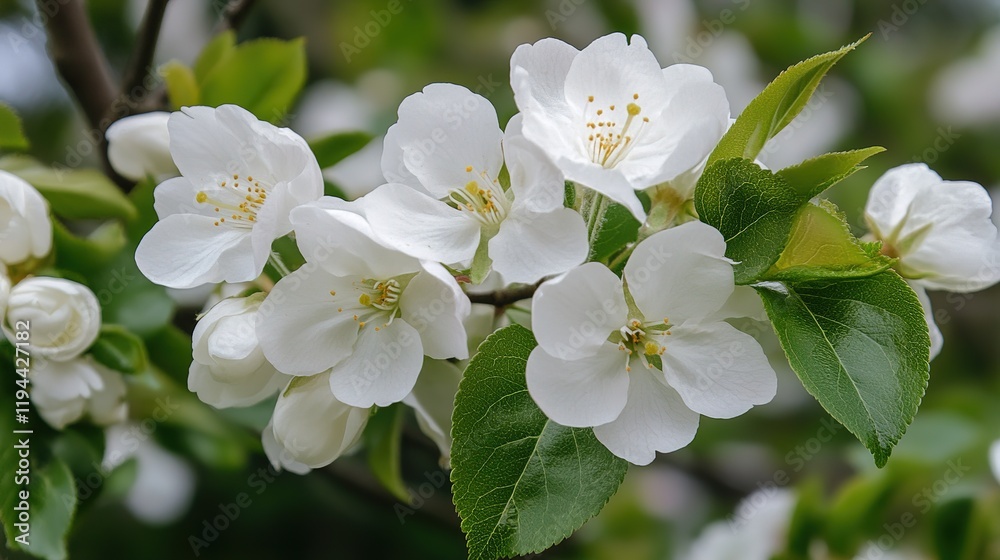 Blooming Sakura with White Flowers in Spring Season.