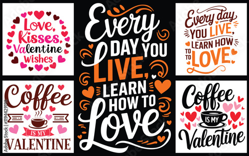 Valentine's day T-shirt Design Bundle.