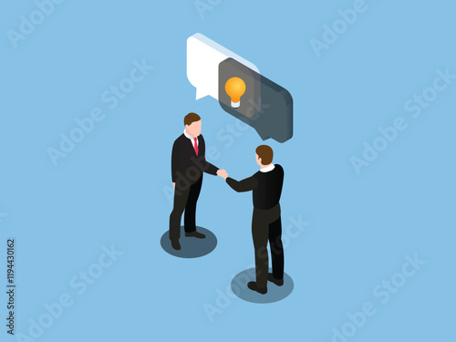 Business Collaboration and Idea Exchange 3d isometric vector illustration