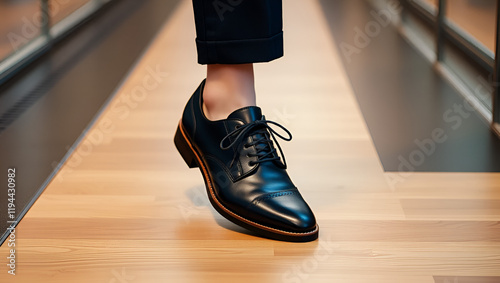 pair of shoes leather wood style executive finance sneaker black object commerce walking way practice special fashion men fervor passion fuss caprice whim unique cow photo