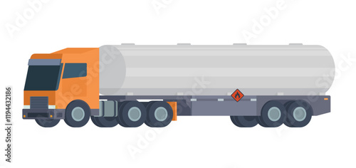 Semi-Trailer Oil Tanker Truck Vector Illustration. Fully Editable and Scalable Design