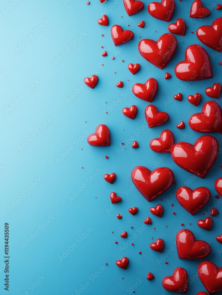 Red Hearts on a Blue Background Red Hearts on a Blue Background