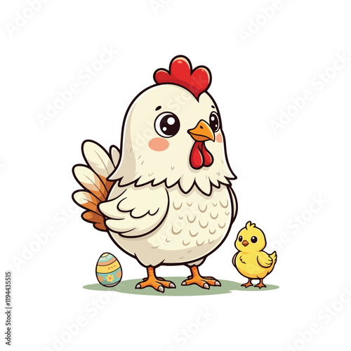 Cute Chicken Hen Standing Cartoon Vector Icon Illustration Animal Nature Icon Isolated Flat Vector