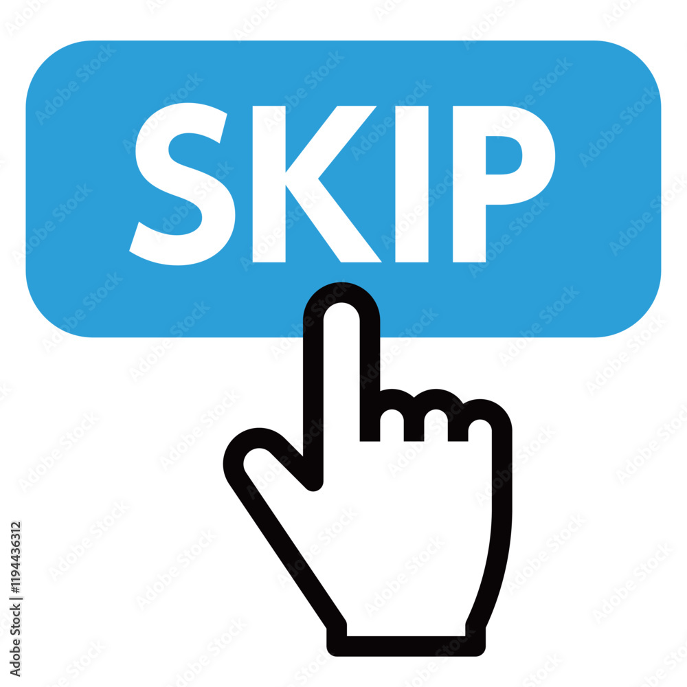 SKIPボタンを押す指