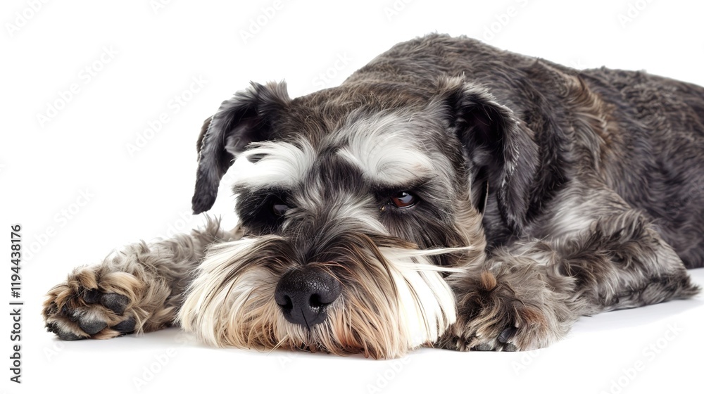 An endearing Miniature Schnauzer with its characteristic wiry coat, alert eyes, and perky ears, showing off its unique charm. A remarkable sight of this small - breed dog. An endearing Miniature Schnauzer with its characteristic wiry coat, alert eyes, and perky ears, showing off its unique charm. A remarkable sight of this small - breed dog.