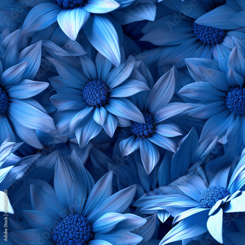 A seamless floral arrangement with vibrant blue petals  Cluster of Blue Miosotis Flowers