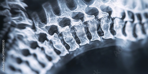X ray image of the lumbar spine, showcasing the L S spine in a lateral view. This film x ray highlights the anatomical features of the lumbar spine clearly and effectively.