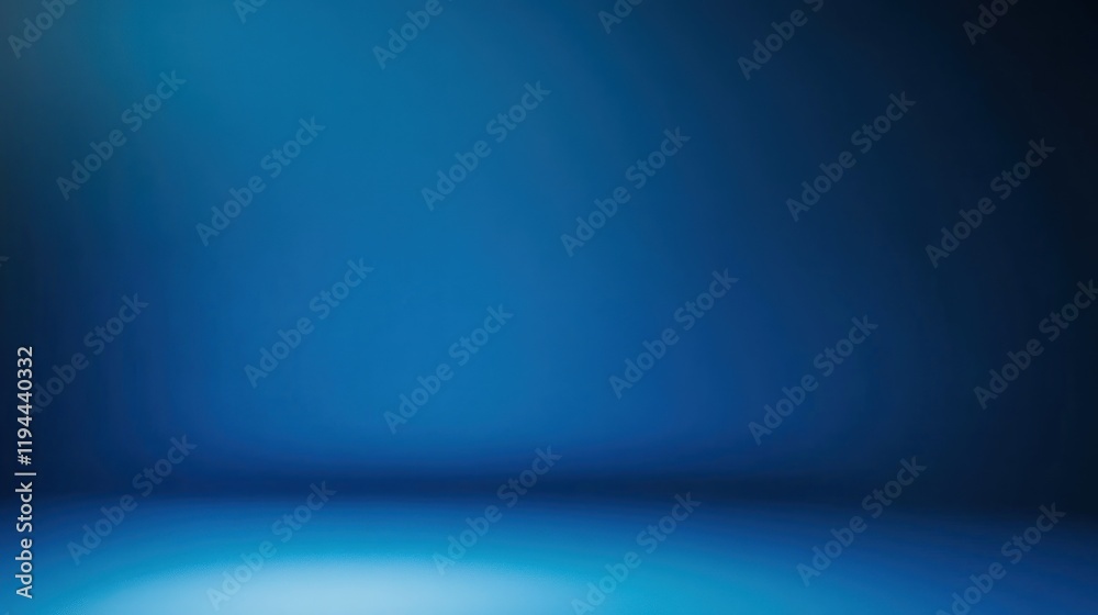 Obraz premium Panoramic abstract blue wall background for product presentation with sunlight and blurred shadows wall. Podium studio background