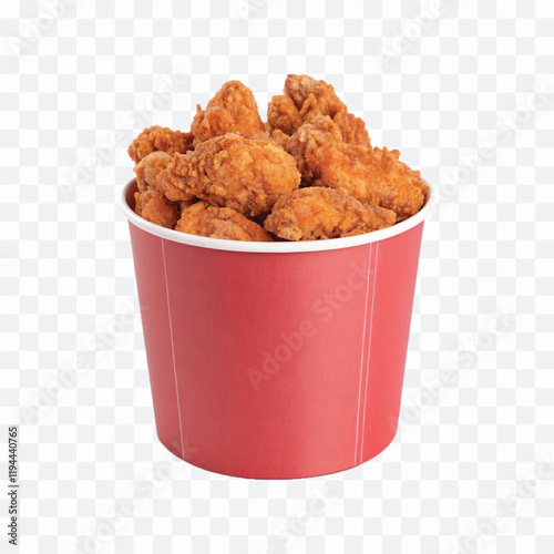 abstract 3d  Paper bucket of fried chicken in different colour style white background	

