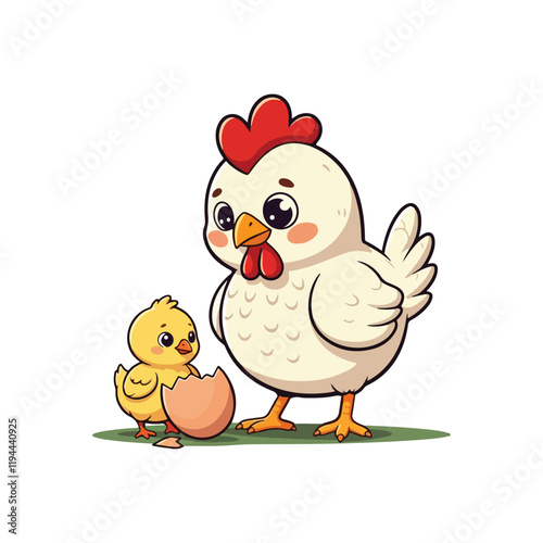 Cute Chicken Hen Standing Cartoon Vector Icon Illustration Animal Nature Icon Isolated Flat Vector