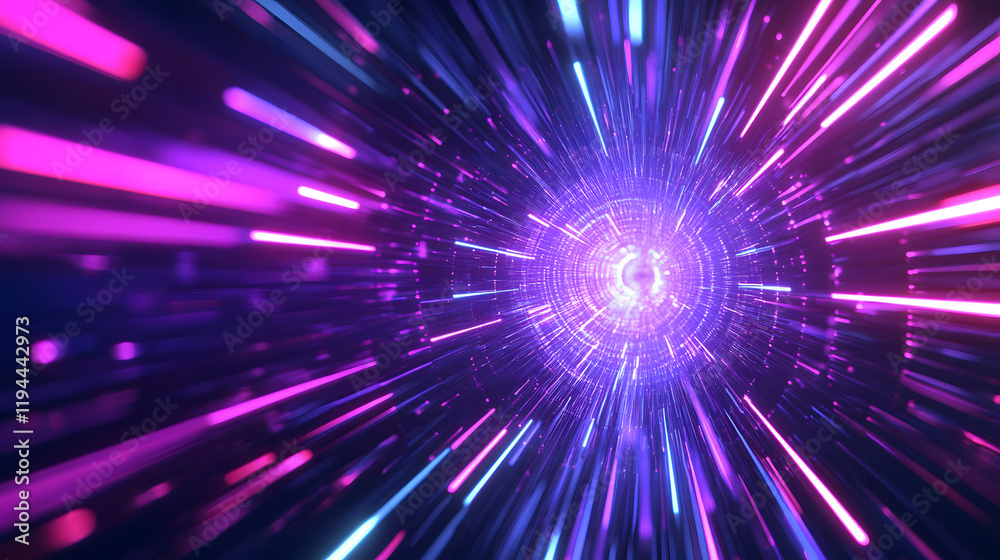 Naklejka premium Vibrant neon light explosion with futuristic tones.