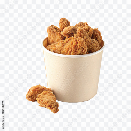 abstract 3d  Paper bucket of fried chicken in different colour style white background	

