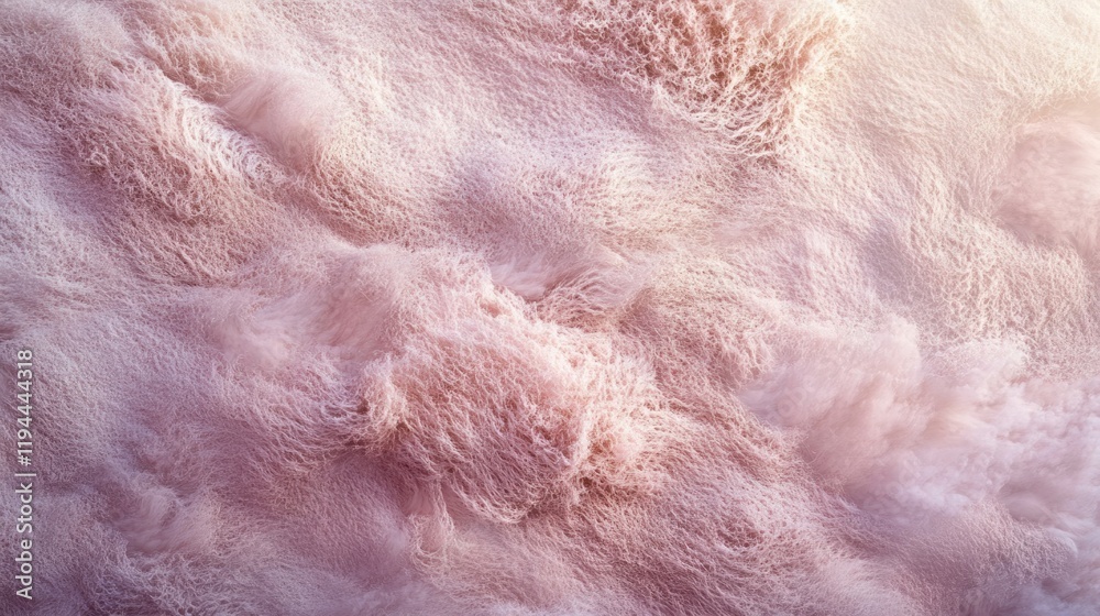 Obraz premium Intricate pink fur pattern viewed from above, highlighting the softness and detail of sheepskin wool for a textured and stylish design