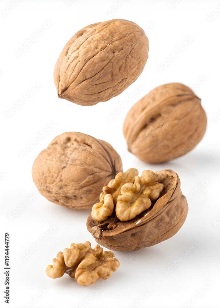 Walnut, On isolated white background. Clipping path - full depth Walnut, On isolated white background. Clipping path - full depth