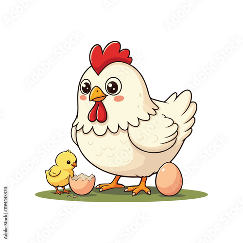 Cute Chicken Hen Standing Cartoon Vector Icon Illustration Animal Nature Icon Isolated Flat Vector