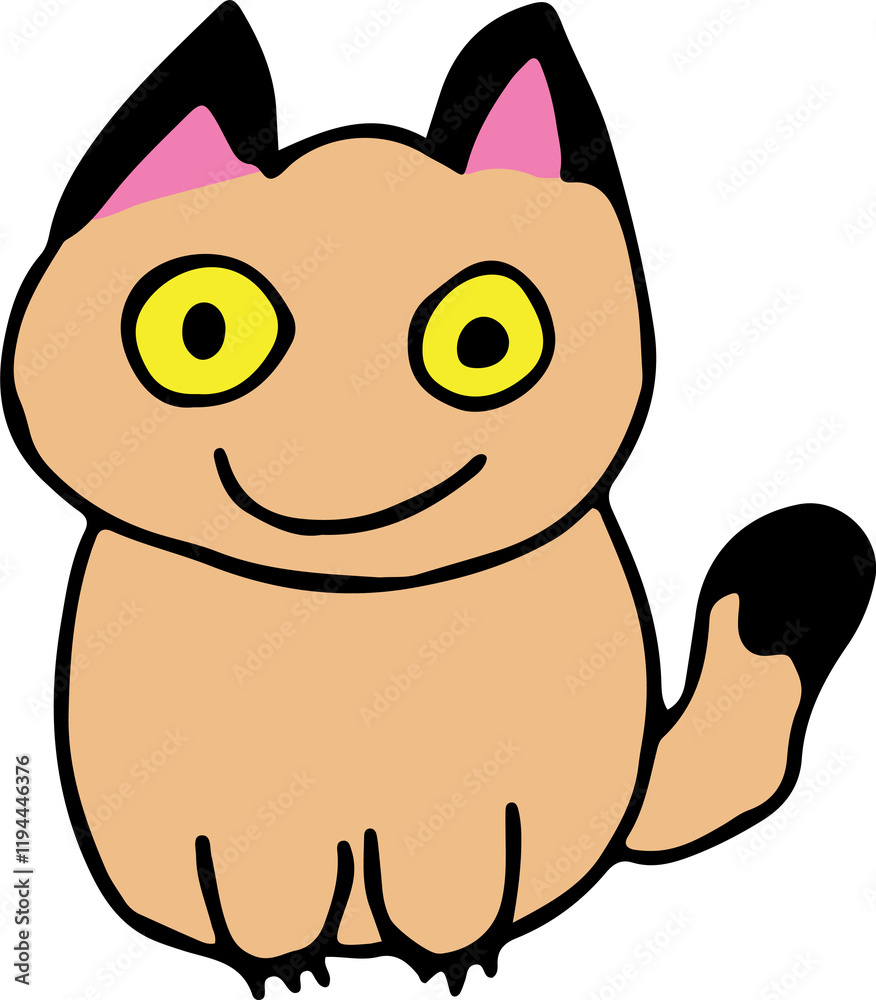 happy smiling siamese cat with black ears yellow eyes and black tip tail happy smiling siamese cat with black ears yellow eyes and black tip tail