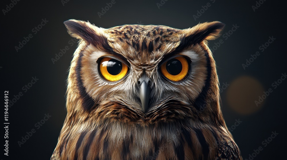 Obraz premium Close-up of a majestic owl with intense yellow eyes