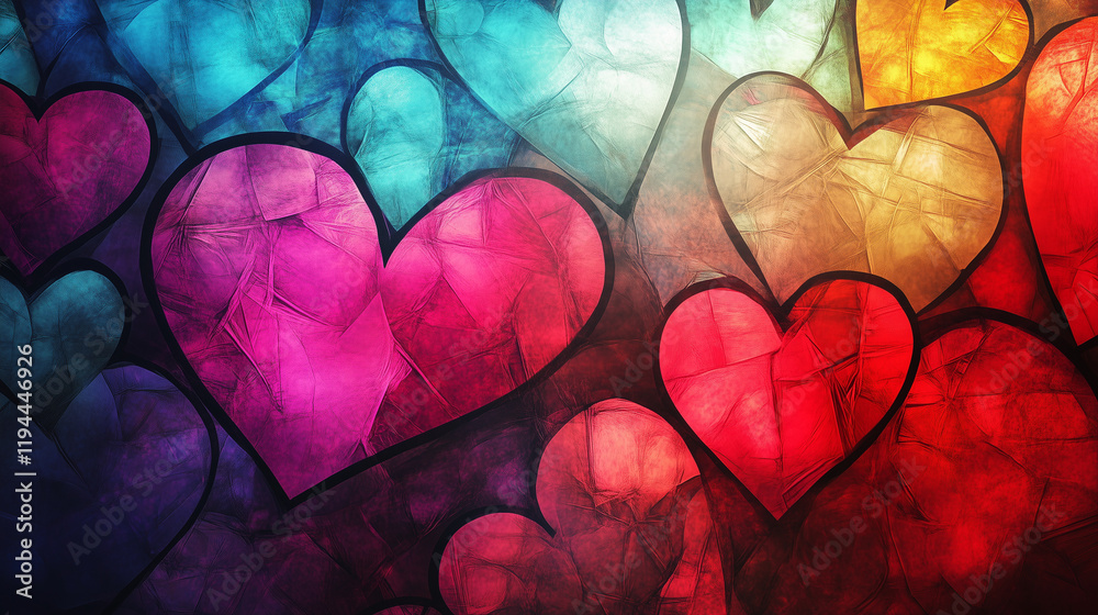 Obraz premium Heart Stained Glass Background Wallpaper