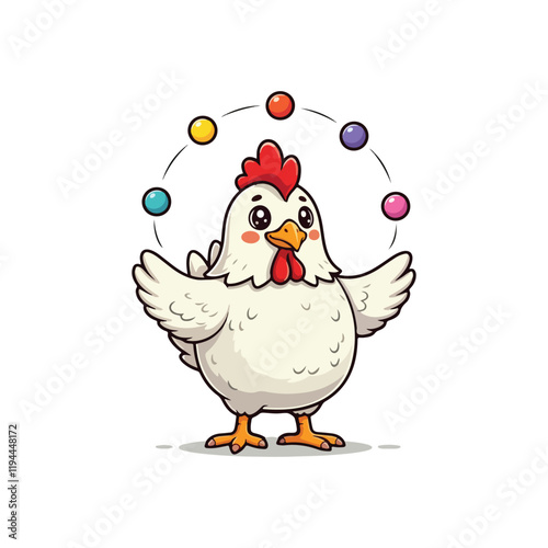 Cute Chicken Hen Standing Cartoon Vector Icon Illustration Animal Nature Icon Isolated Flat Vector