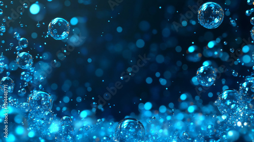 Wallpaper Mural Air bubbles, effervescent water fizz border. Dynamic aqua motion, randomly moving underwater fizzing, soda drink frame design on transparent background, Realistic blue 3d vector illustration Torontodigital.ca