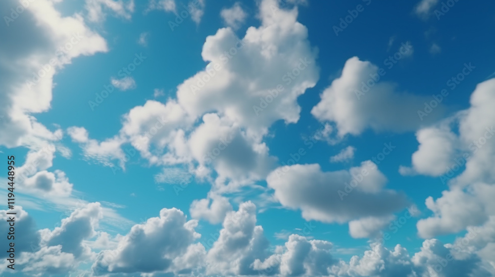 Blue sky with clouds blue sky with white clouds and sun, Clear Blue Sky Sunny Clouds Background Wallpaper, serene weather, bright sunlight.

