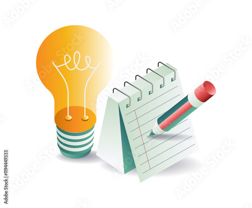 Pouring ideas into a notebook