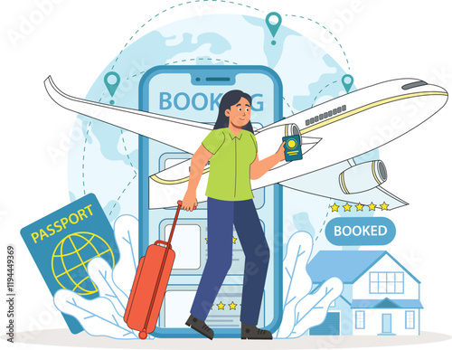 A welcoming airport receptionist assisting travelers with their bookings while ensuring a smooth travel experience amidst the bustling terminal.