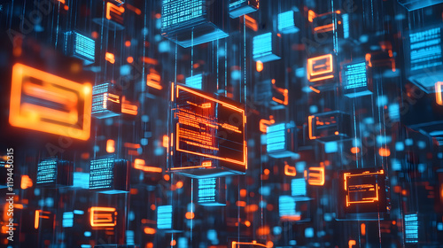 Vibrant digital representation of flowing data streams.