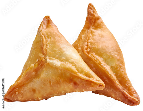 Two Samosas PNG – Crispy, Delicious Indian Snack for Food Design transparent background png