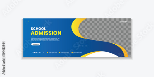 School Admission Web Banner Template, Back to School Social Media Cover Template for education, university, business, industry etc