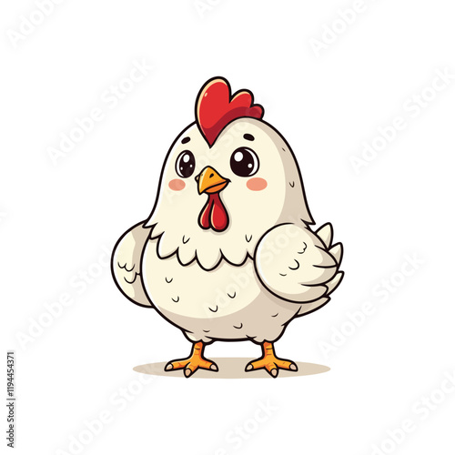 Cute Chicken Hen Standing Cartoon Vector Icon Illustration Animal Nature Icon Isolated Flat Vector