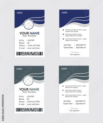 Modern id card design template bundle | Office employee Id card | Unique & simple Id card design with two color variation.