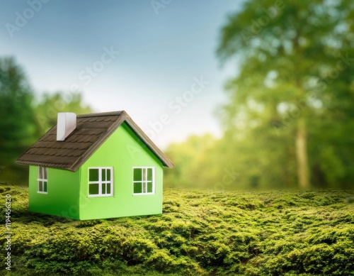 Wallpaper Mural green house mock up, real estate sustainable concept, green background Torontodigital.ca