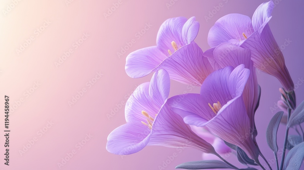 Fototapeta premium Delicate lavender flowers with soft petals against a pastel background
